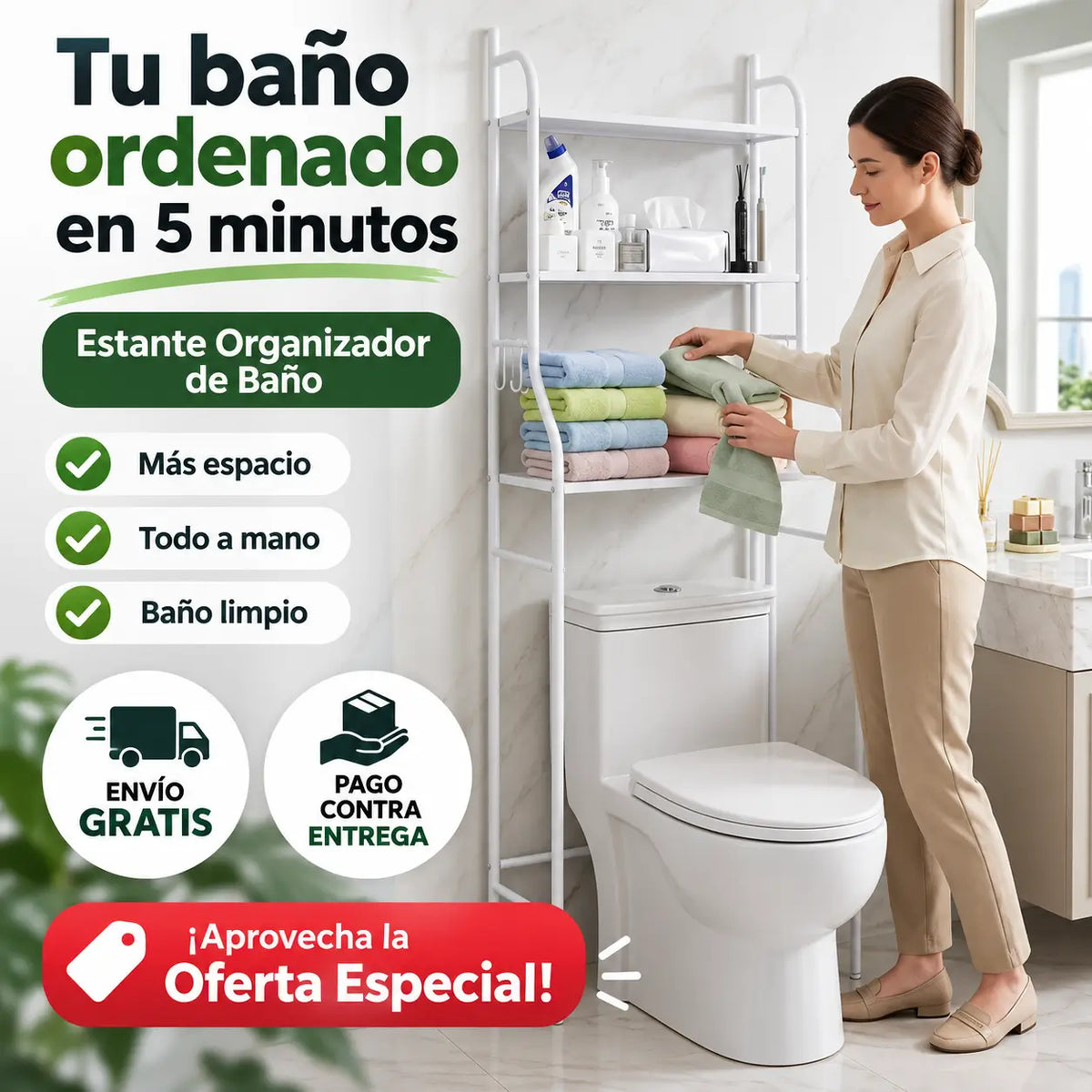 Estante Organizador de Baño (Blanco)